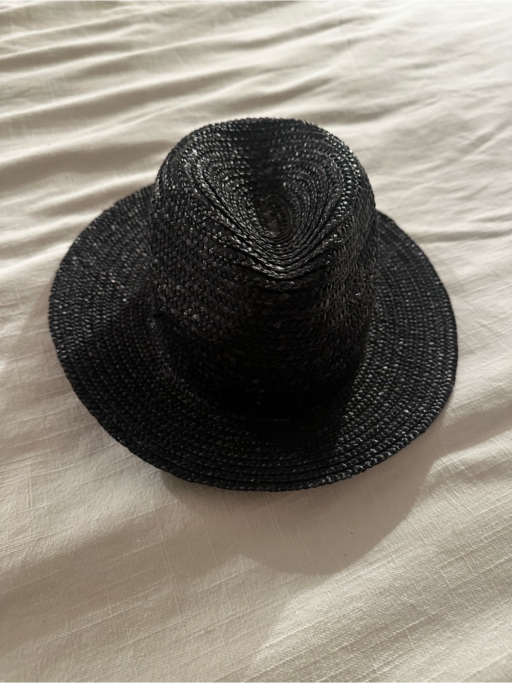 Toddler Black Woven Straw Fedora Hat